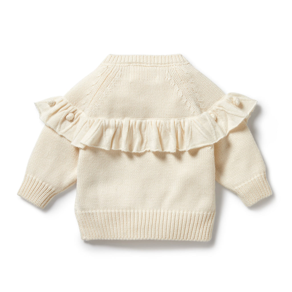 Knitted Ruffle Cardigan - Ecru