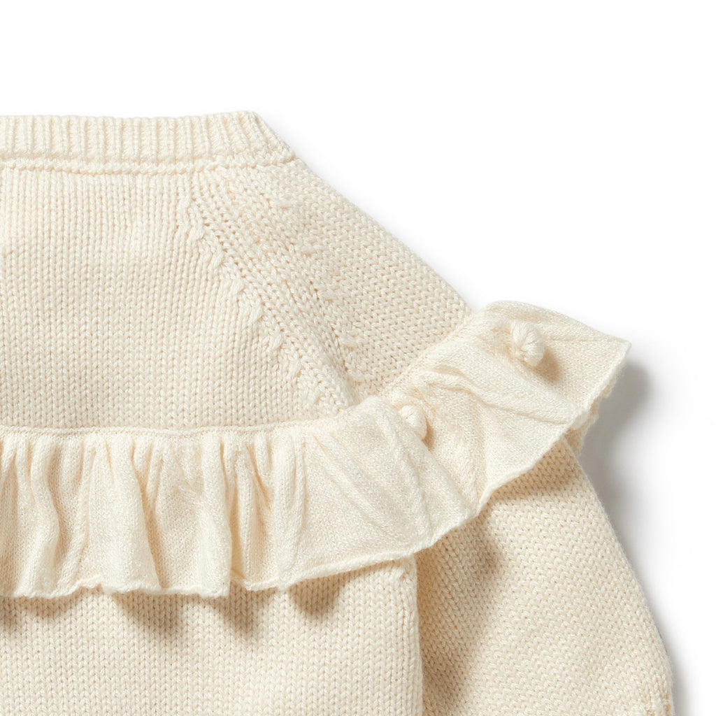 Knitted Ruffle Cardigan - Ecru