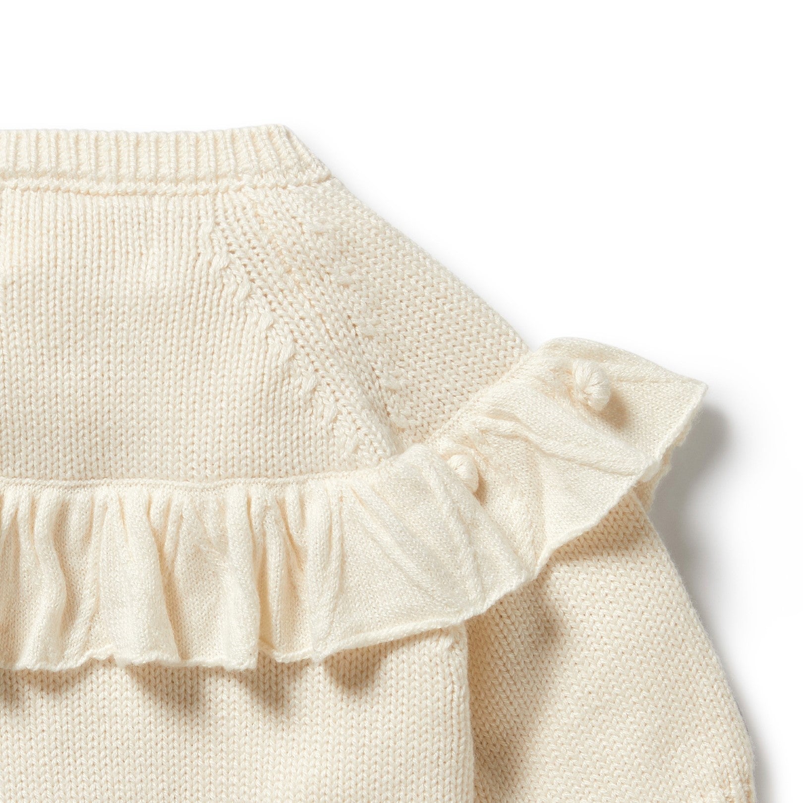 Knitted Ruffle Cardigan - Ecru