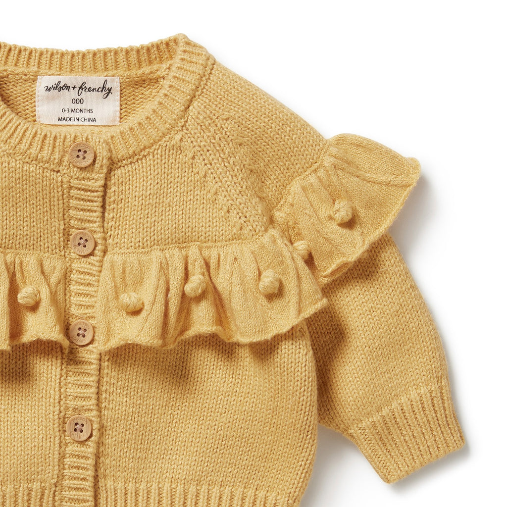 Knitted Ruffle Cardigan - Dijon