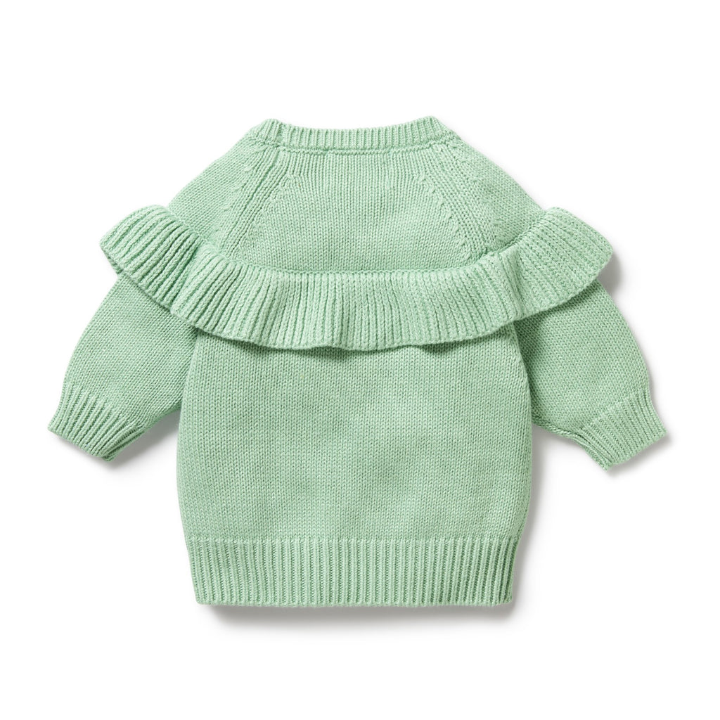 Knitted Ruffle Jumper - Mint Green