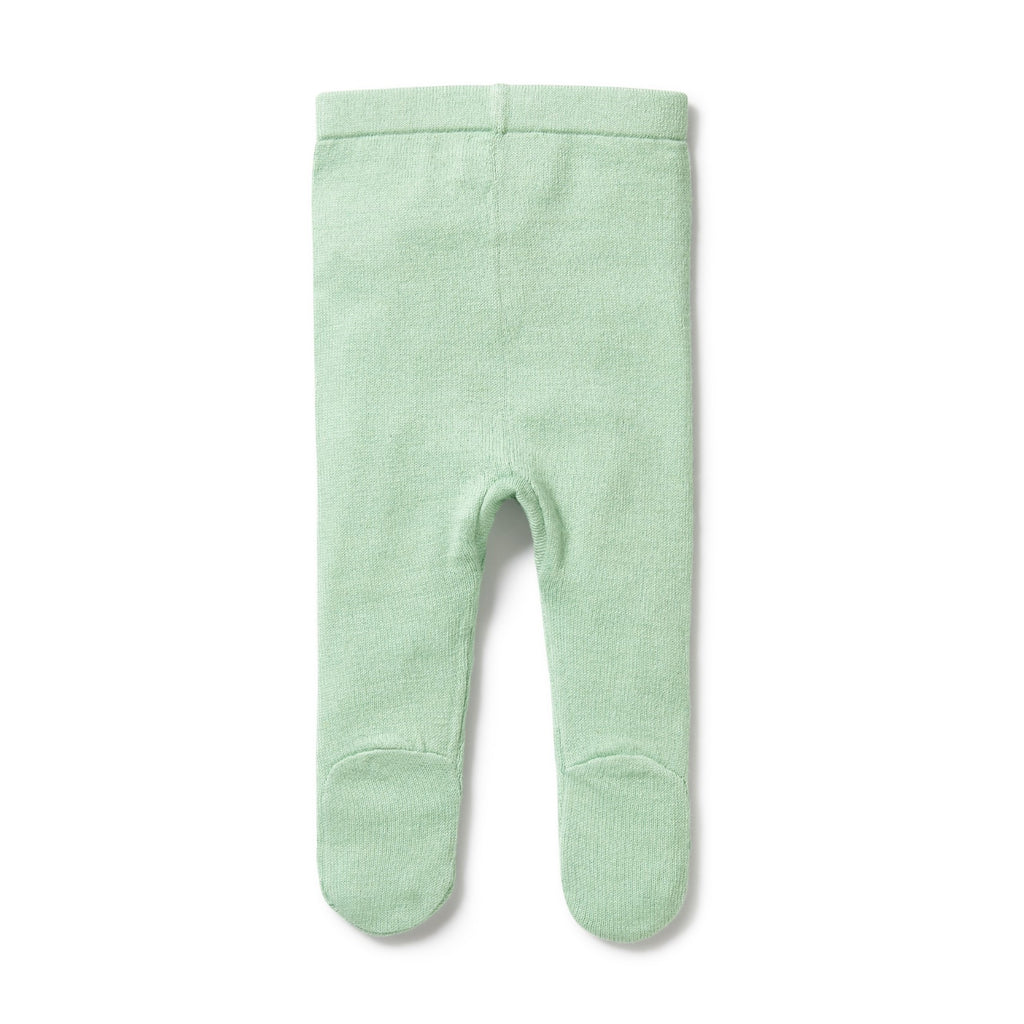 Knitted Legging with Feet - Mint Green