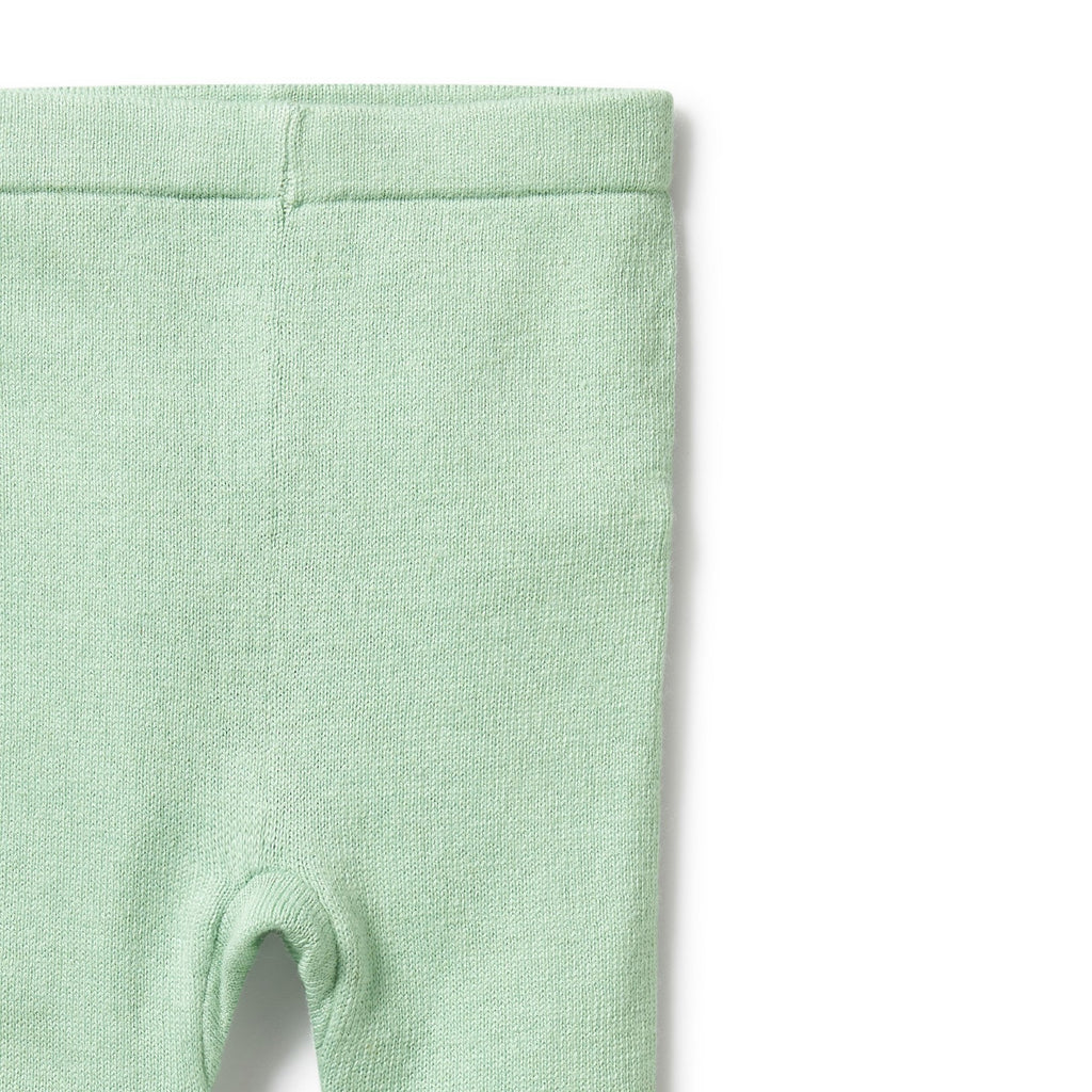 Knitted Legging with Feet - Mint Green