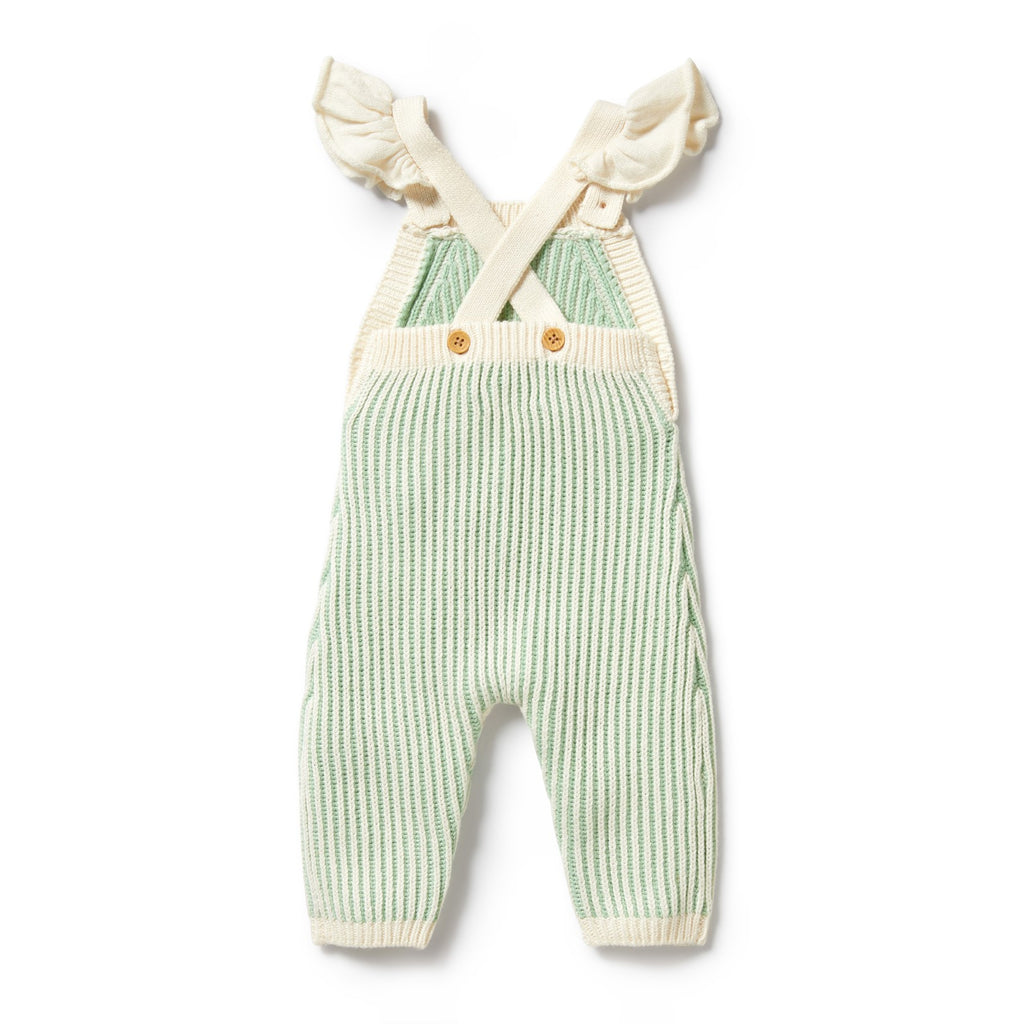 Knitted Ruffle Overall - Mint Green