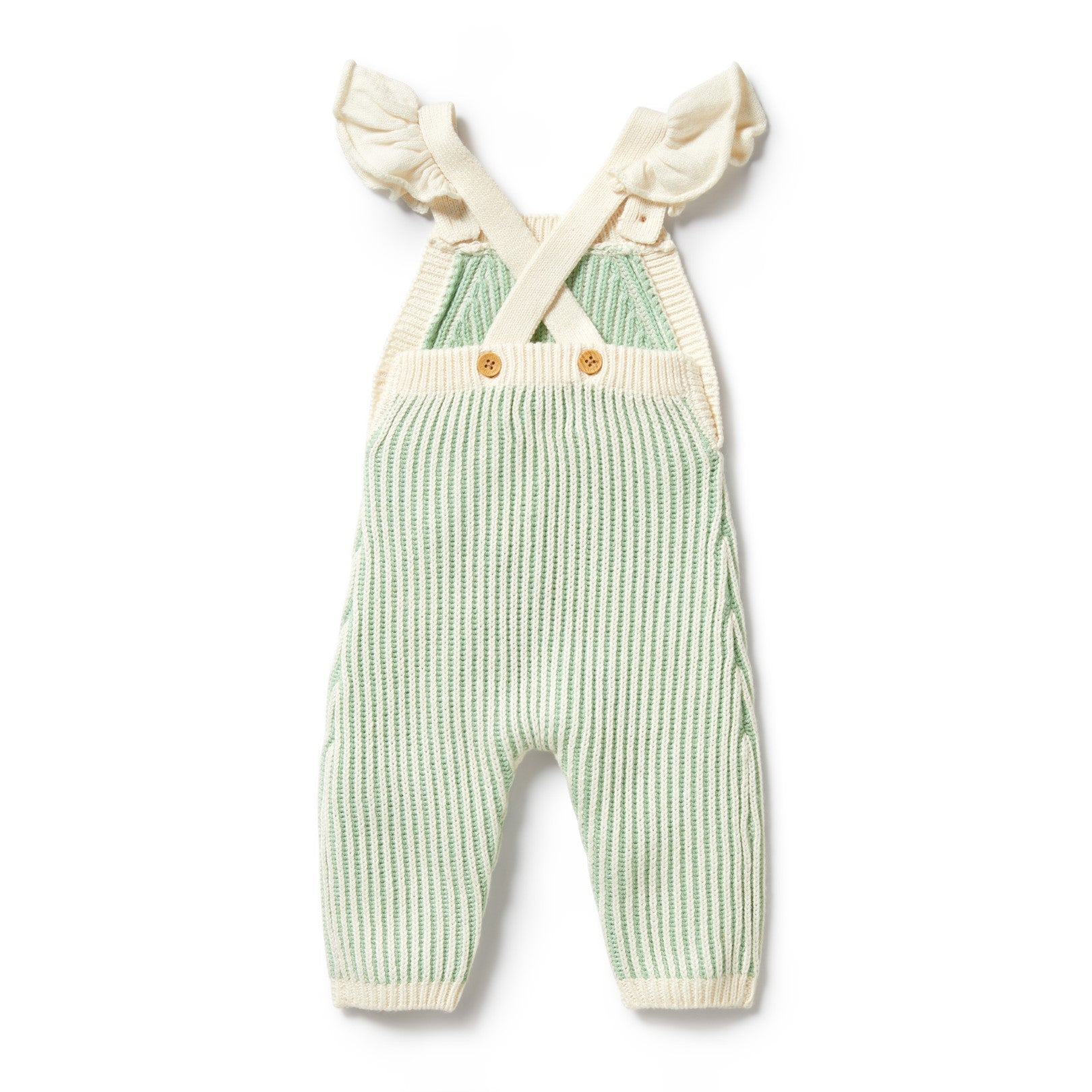 Knitted Ruffle Overall - Mint Green