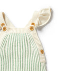Knitted Ruffle Overall - Mint Green