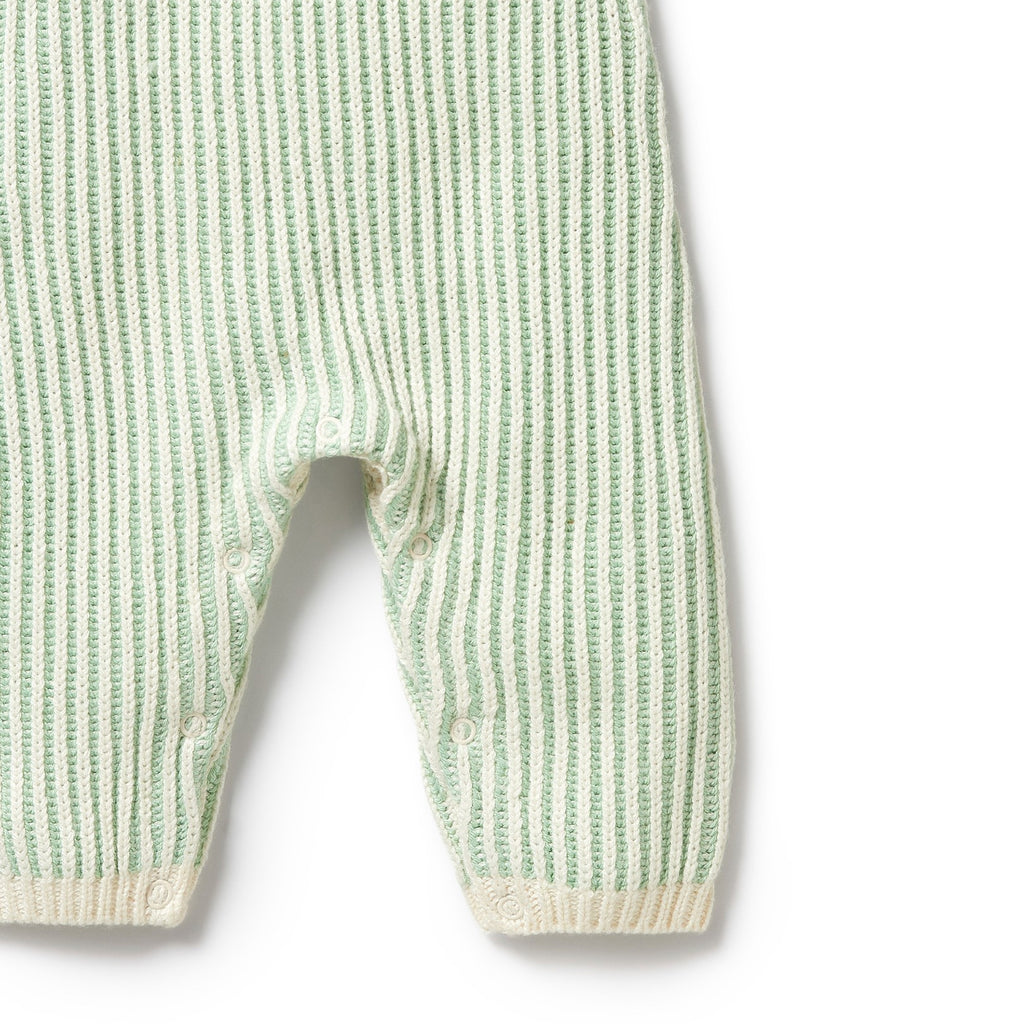 Knitted Ruffle Overall - Mint Green