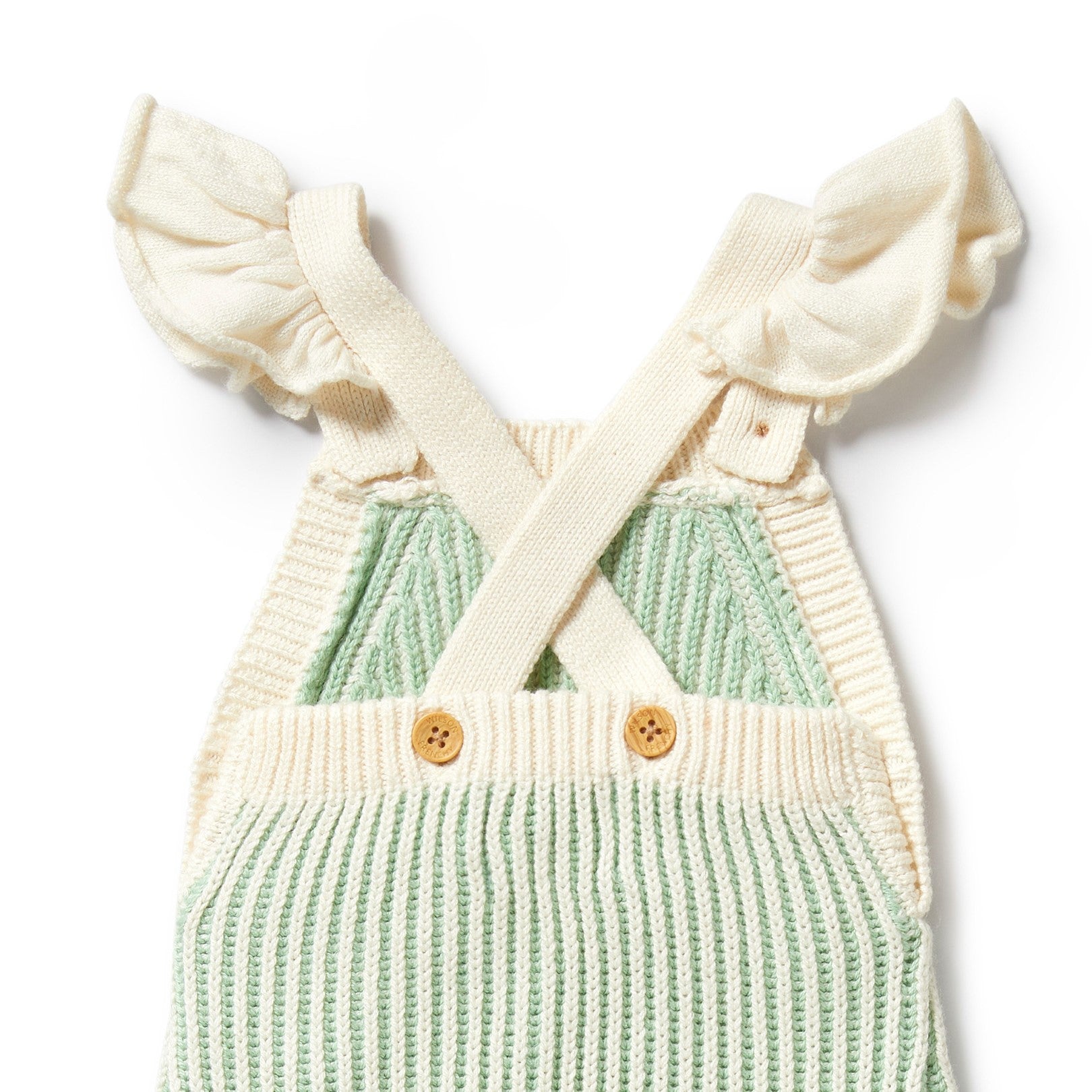Knitted Ruffle Overall - Mint Green