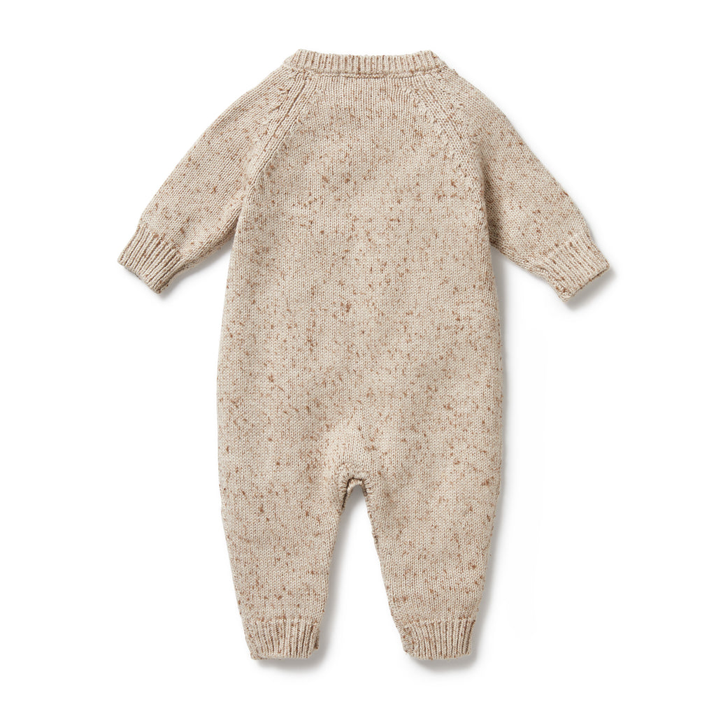 Knitted Cable Growsuit - Almond Fleck