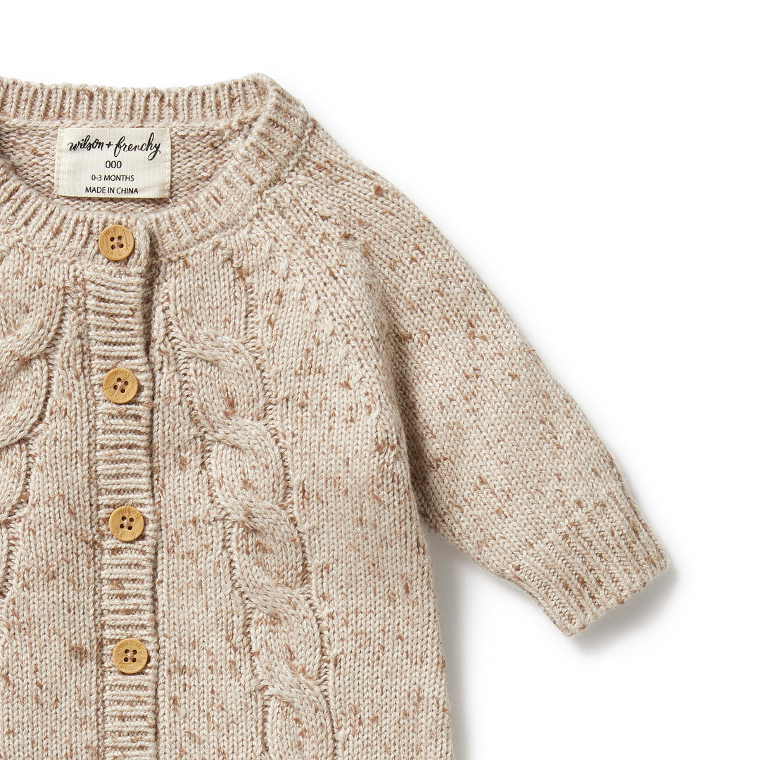 Wilson and Frenchy Knitted Cable Growsuit - Almond Fleck