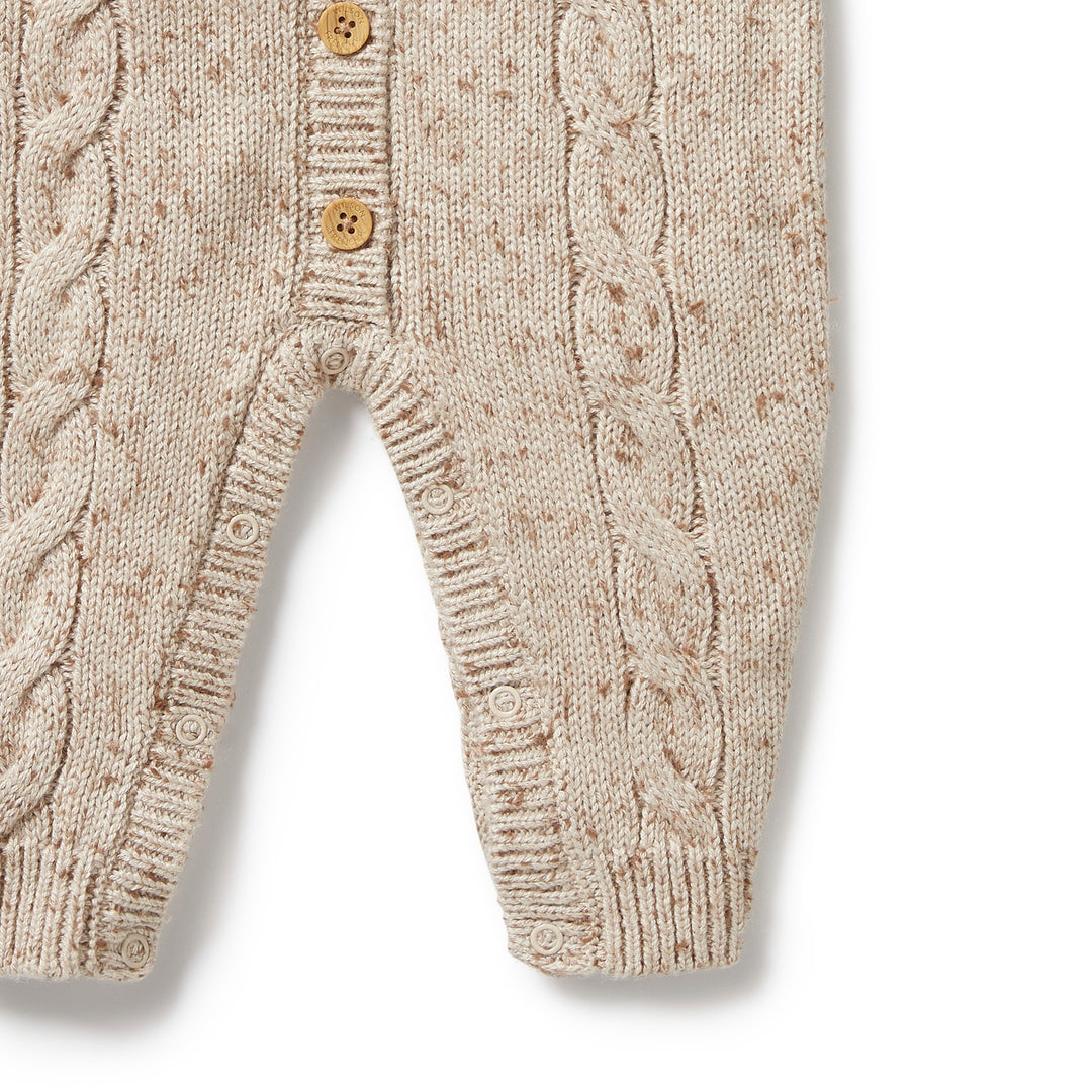 Wilson and Frenchy Knitted Cable Growsuit - Almond Fleck