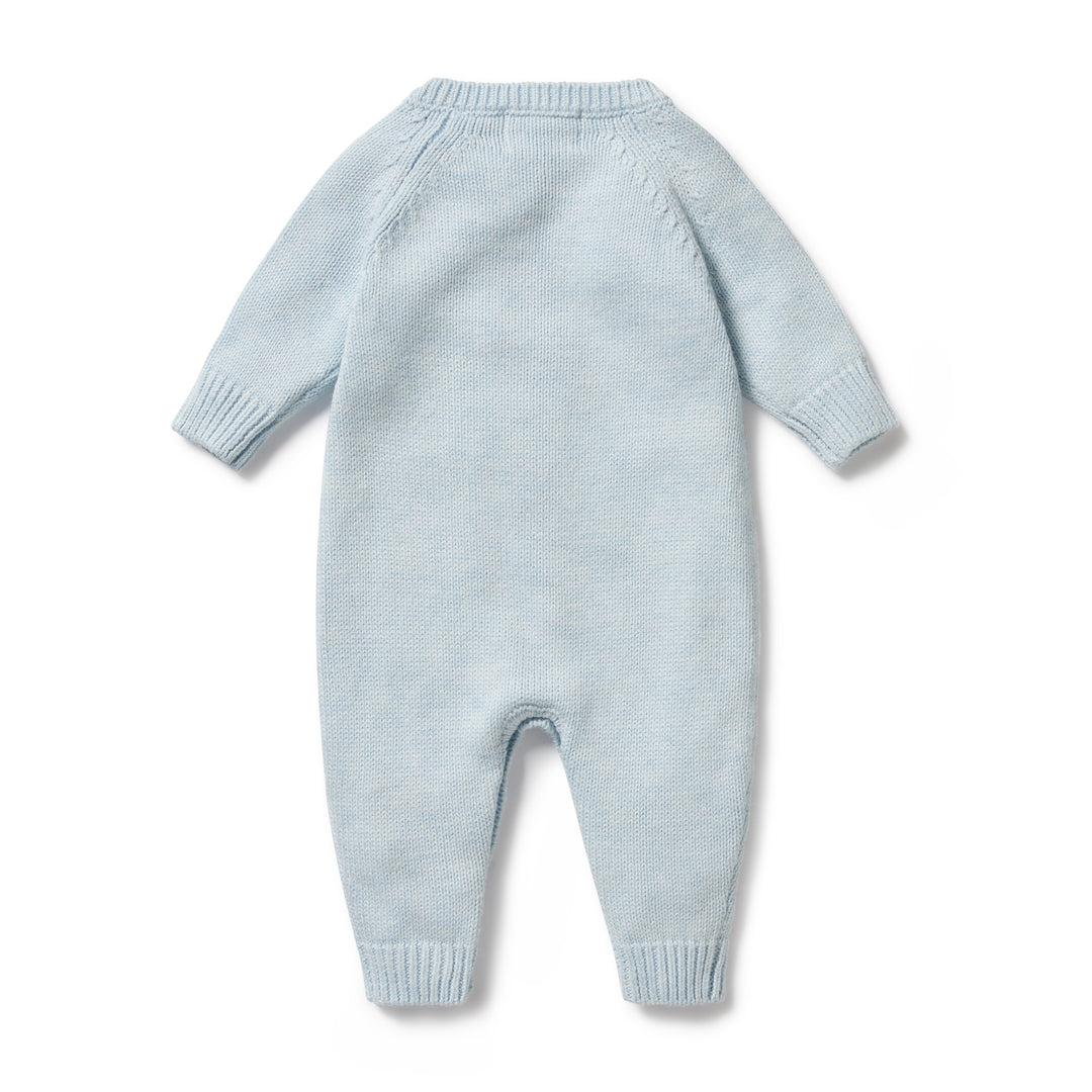 Wilson and Frenchy Knitted Cable Growsuit - Bluebell Fleck