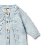 Knitted Cable Growsuit - Bluebell Fleck