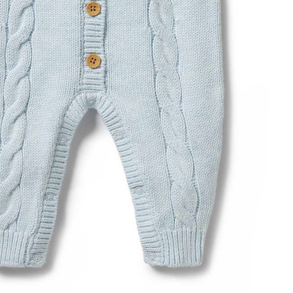 Knitted Cable Growsuit - Bluebell Fleck