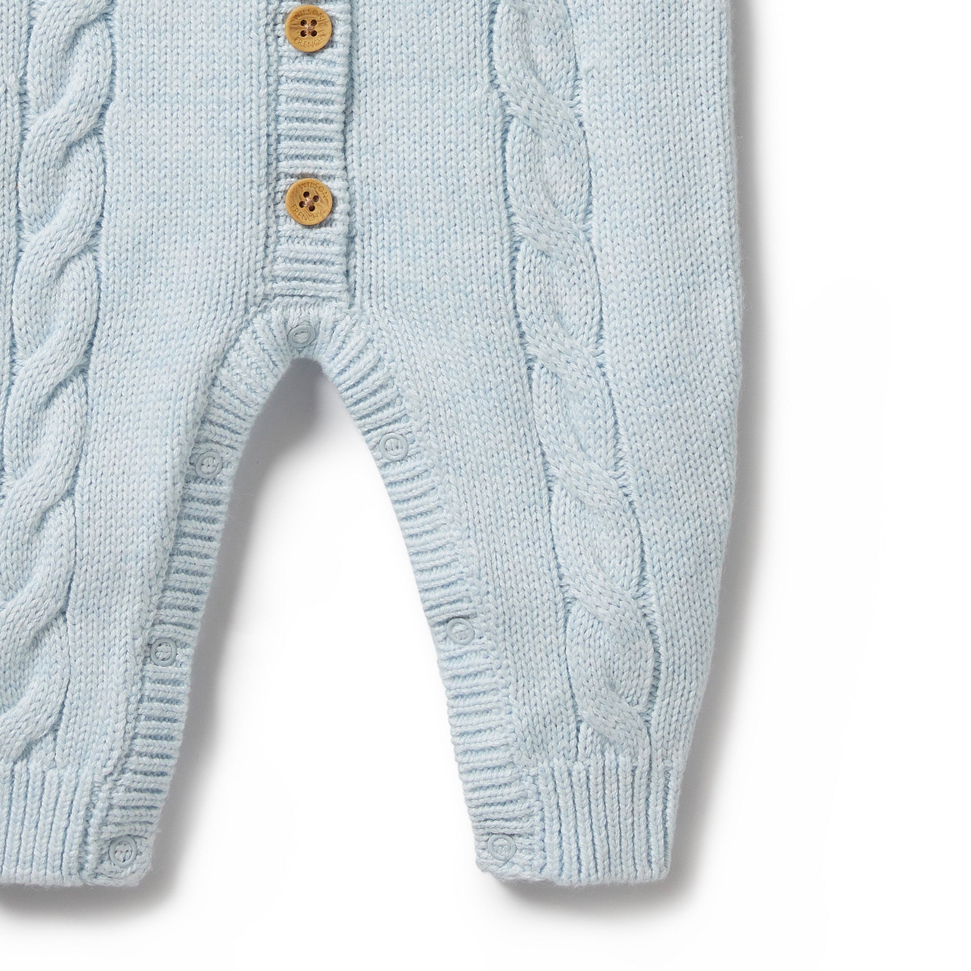 Knitted Cable Growsuit - Bluebell Fleck