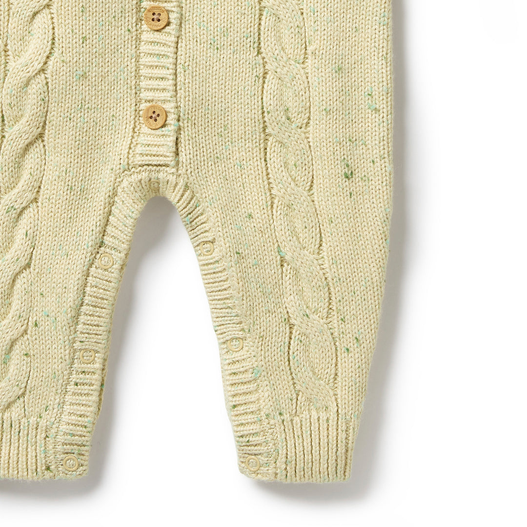 Wilson and Frenchy Knitted Cable Growsuit - Cactus Fleck