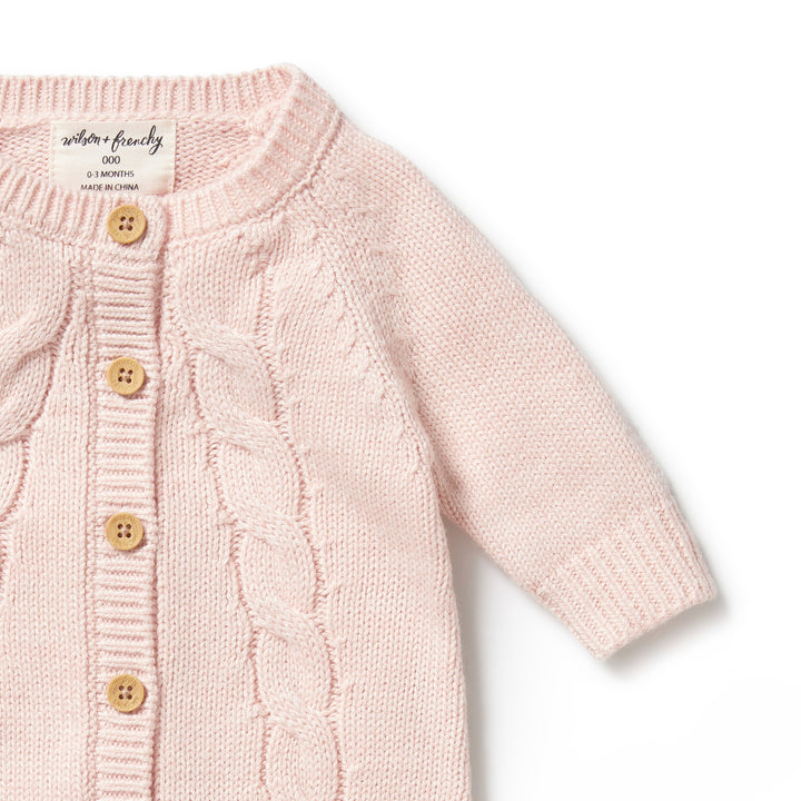 Wilson and Frenchy Knitted Cable Growsuit - Pink