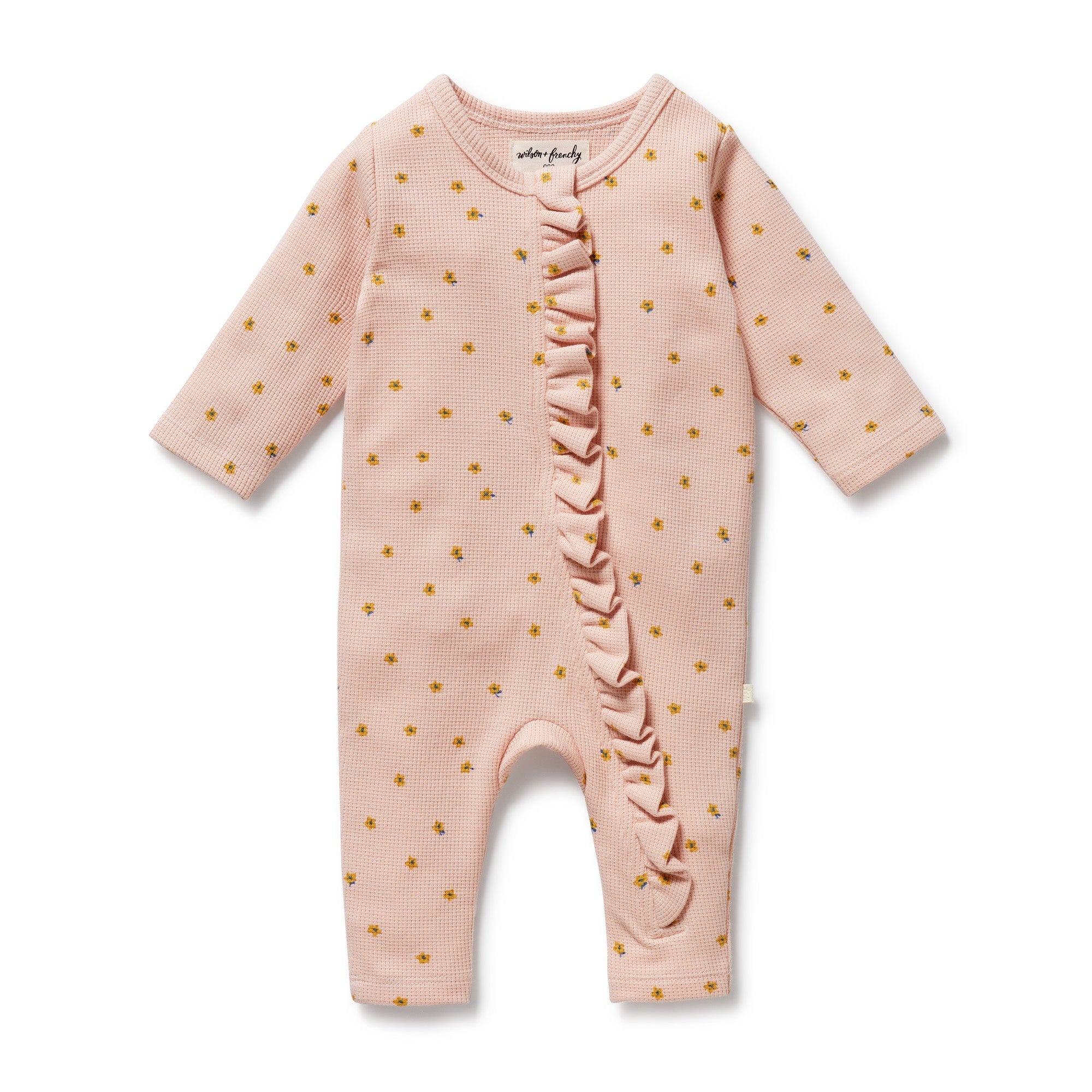 Wilson & Frenchy - Little Fleur Organic Waffle Ruffle Zipsuit