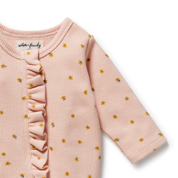 Wilson & Frenchy - Little Fleur Organic Waffle Ruffle Zipsuit