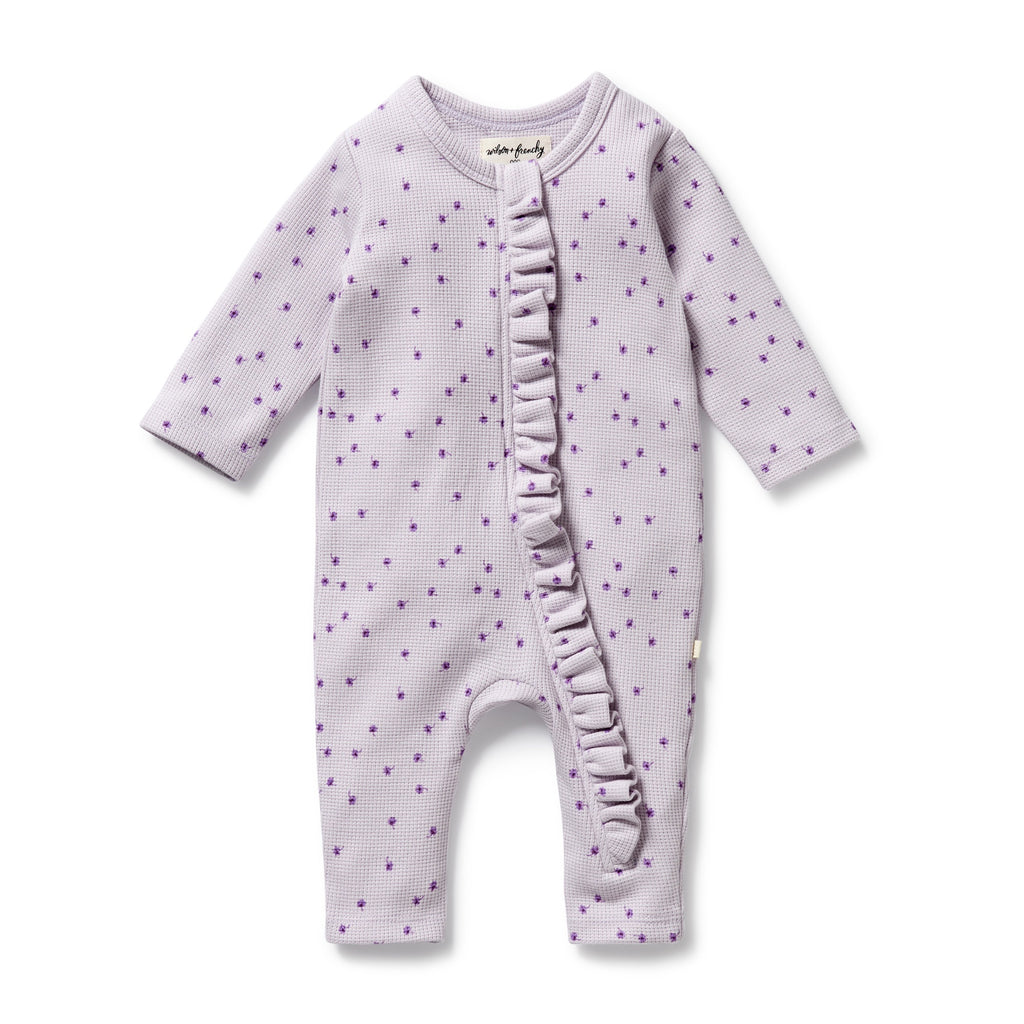 Wilson & Frenchy - Lulu Daisy Organic Waffle Ruffle Zipsuit