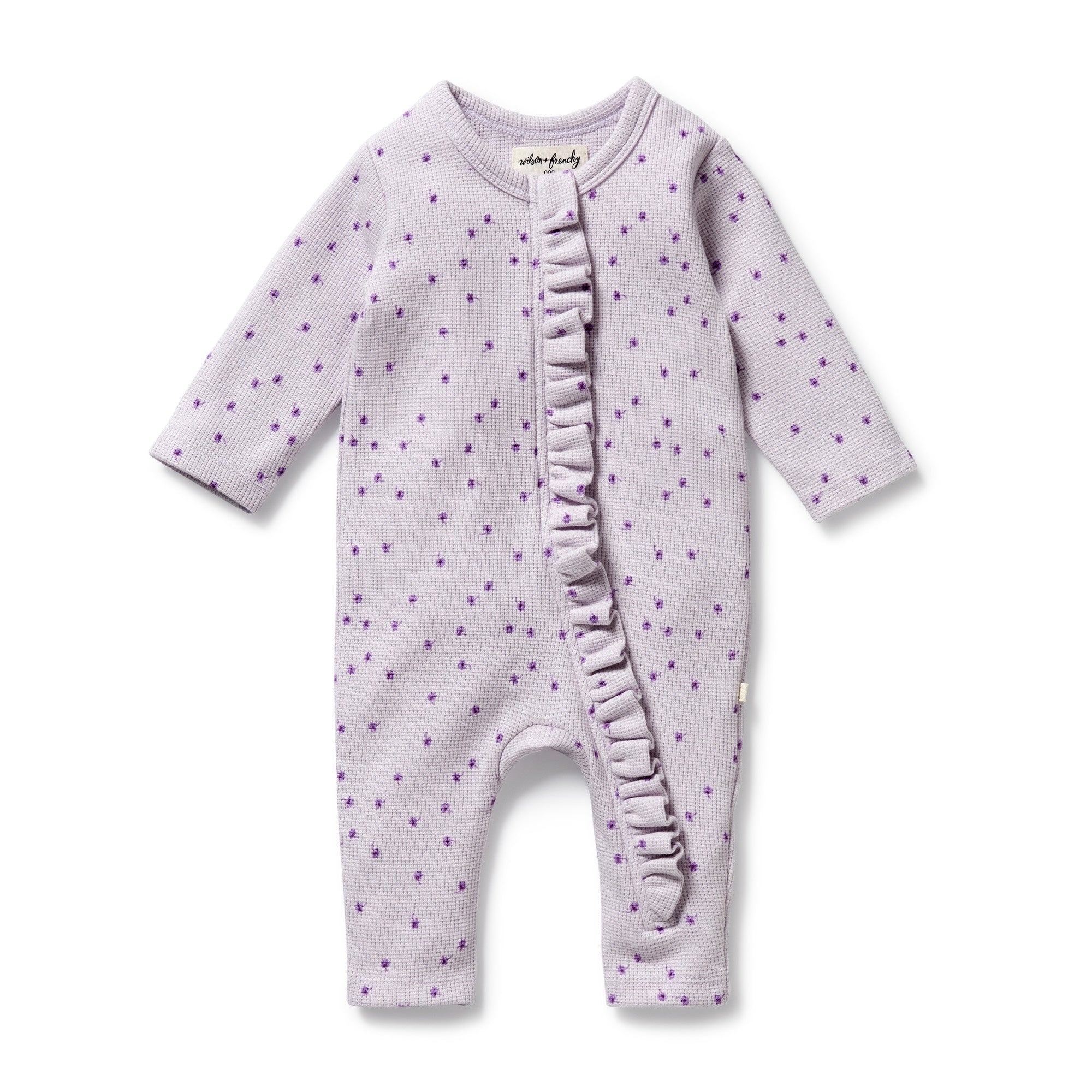 Wilson & Frenchy - Lulu Daisy Organic Waffle Ruffle Zipsuit