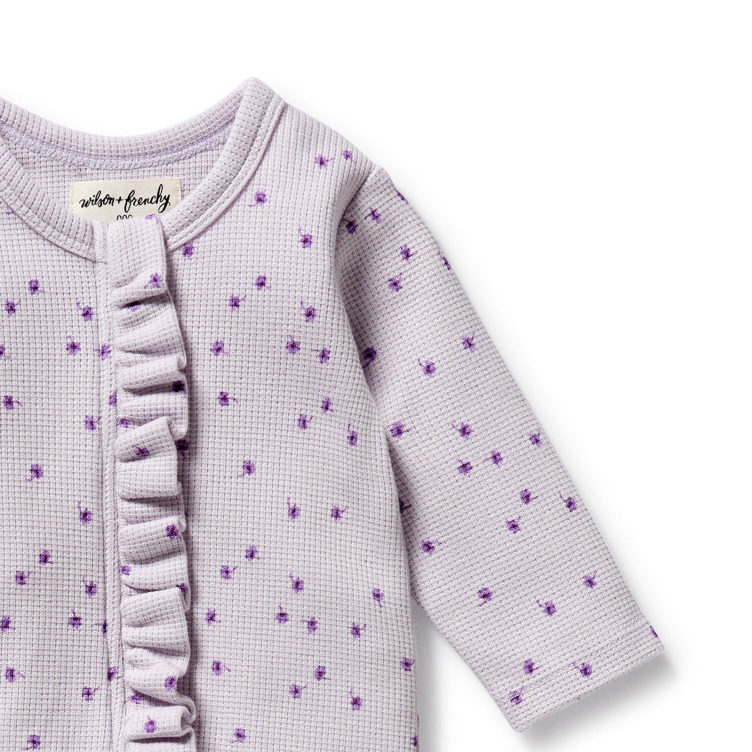 Wilson & Frenchy - Lulu Daisy Organic Waffle Ruffle Zipsuit