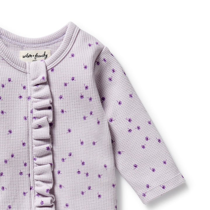 Wilson & Frenchy - Lulu Daisy Organic Waffle Ruffle Zipsuit