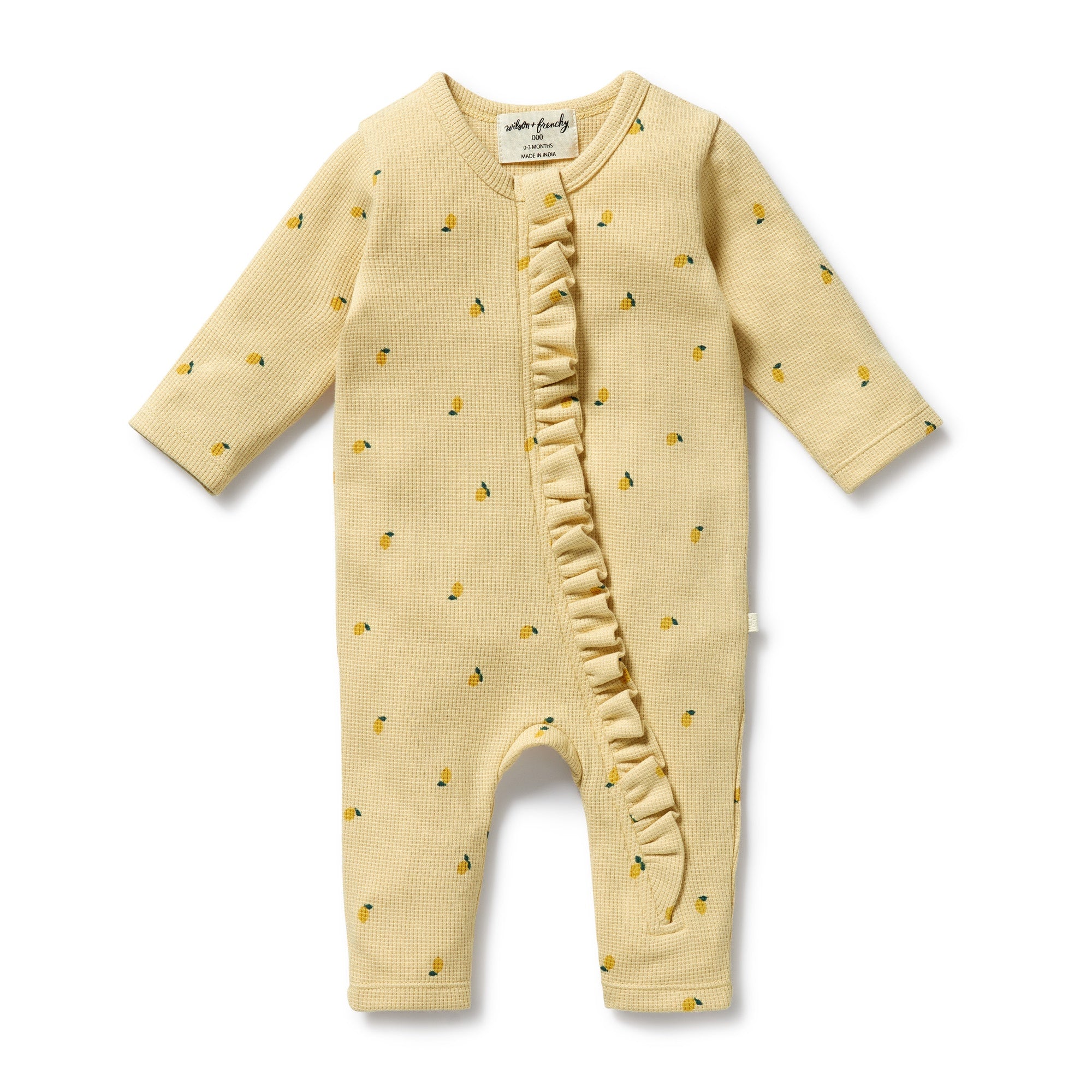 Wilson & Frenchy - Little Lemon Organic Waffle Ruffle Zipsuit