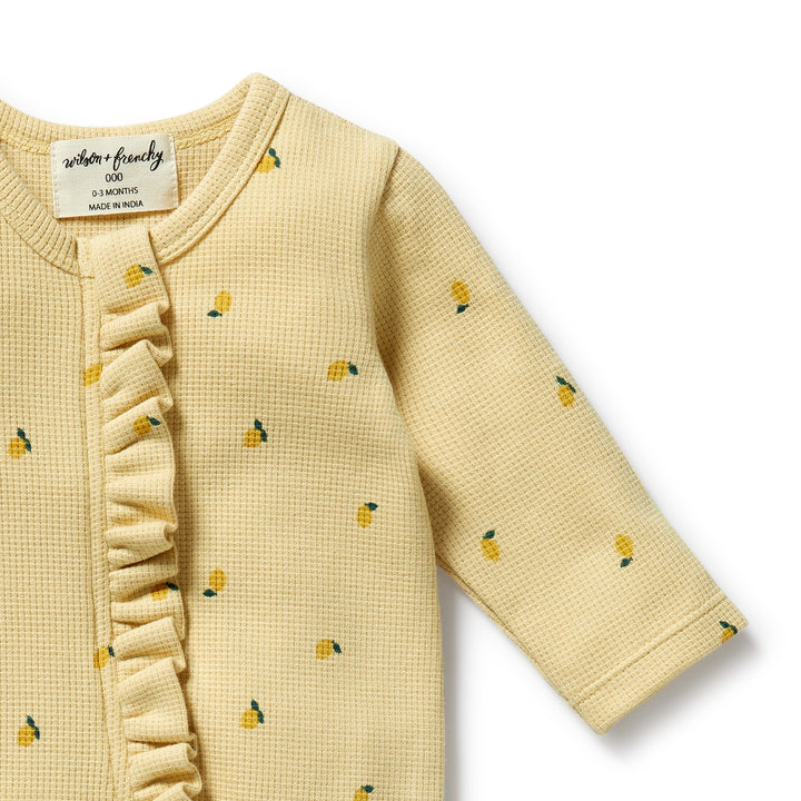 Wilson & Frenchy - Little Lemon Organic Waffle Ruffle Zipsuit