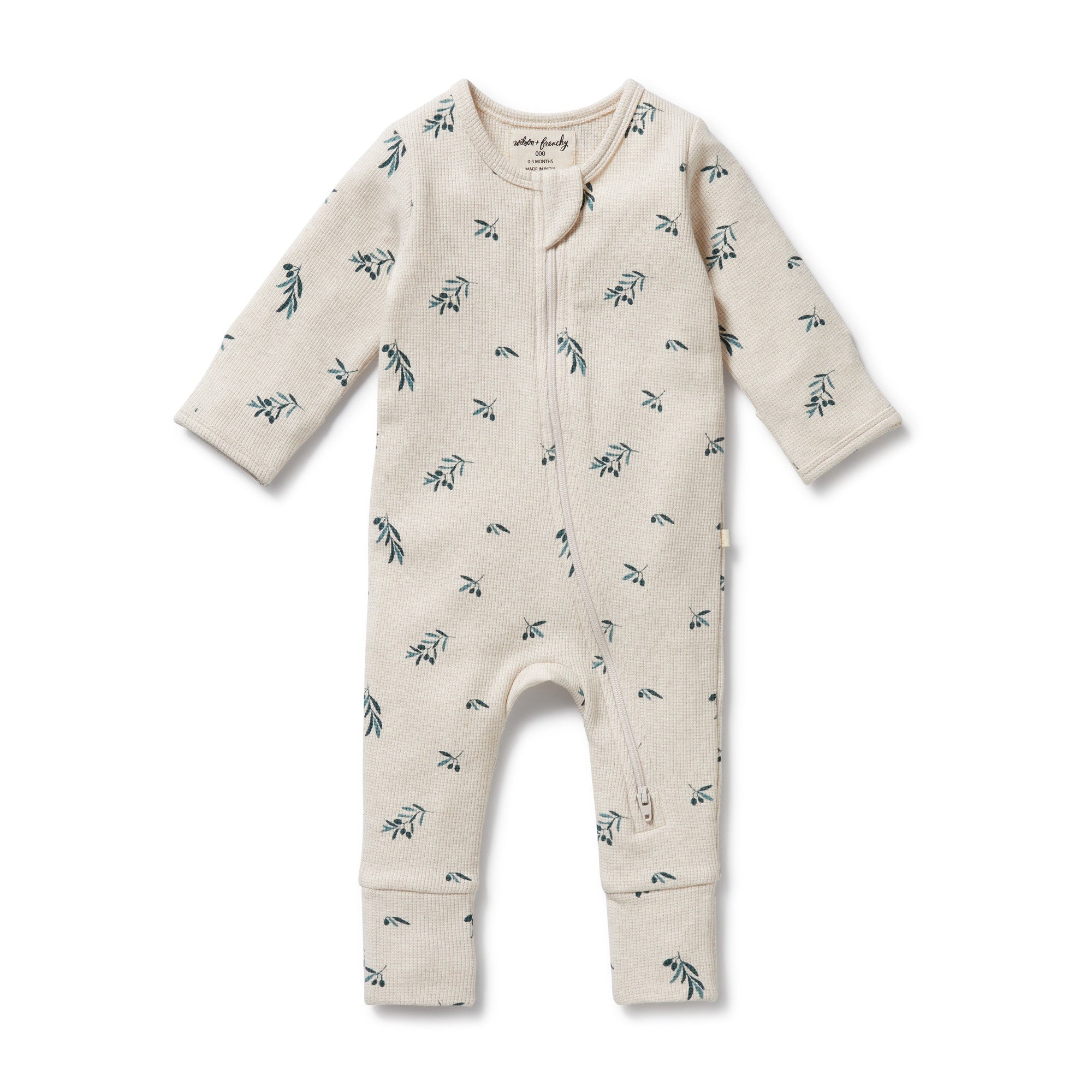 Wilson & Frenchy - Little Olive Organic Waffle Zipsuit