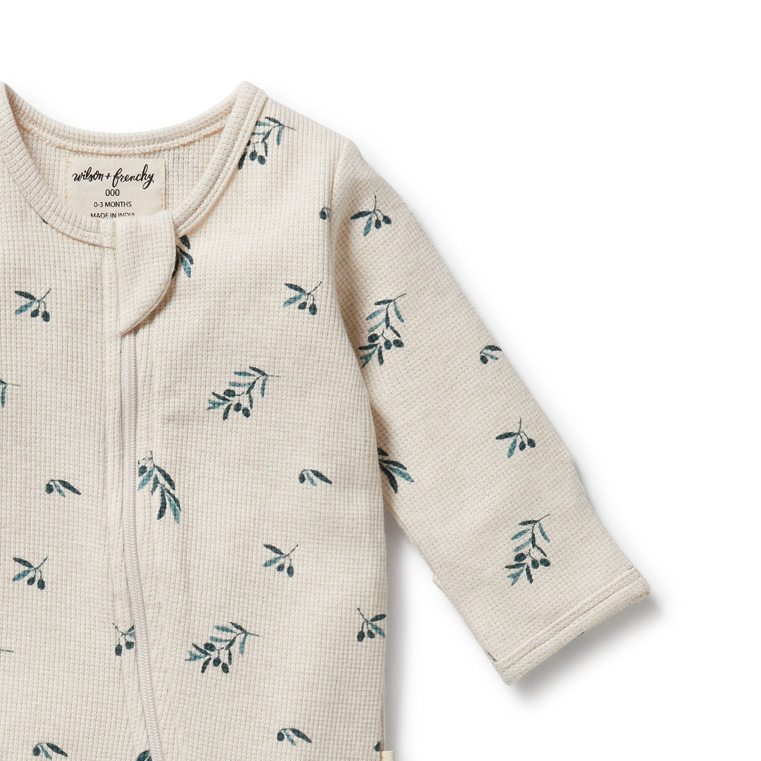 Wilson & Frenchy - Little Olive Organic Waffle Zipsuit