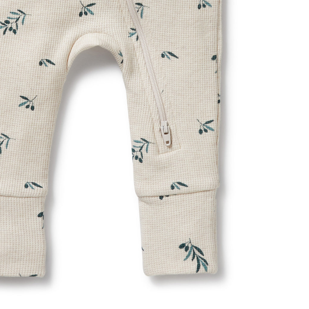 Wilson & Frenchy - Little Olive Organic Waffle Zipsuit