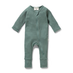 Wilson & Frenchy - Pine Green Organic Waffle Zipsuit