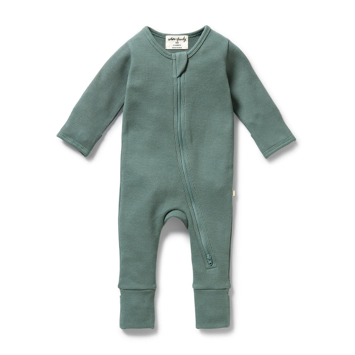 Wilson & Frenchy - Pine Green Organic Waffle Zipsuit