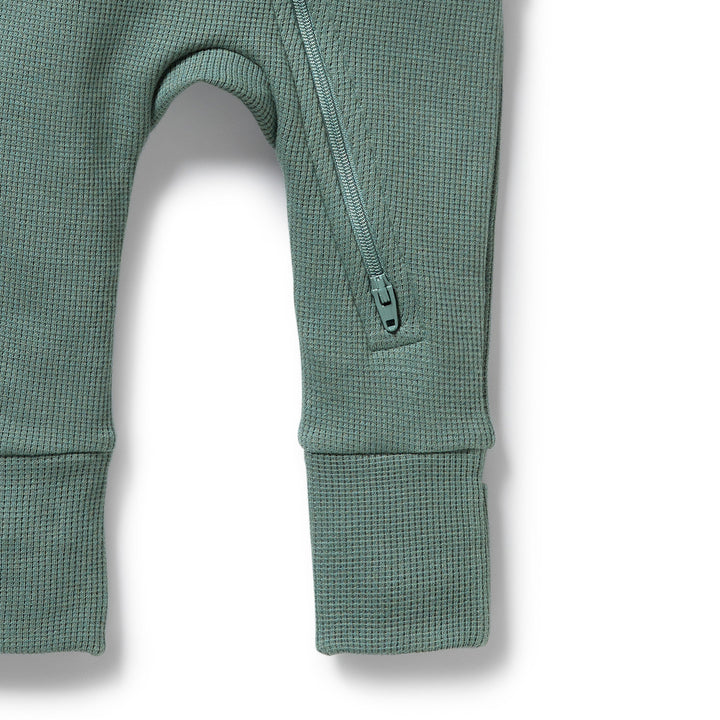 Wilson & Frenchy - Pine Green Organic Waffle Zipsuit