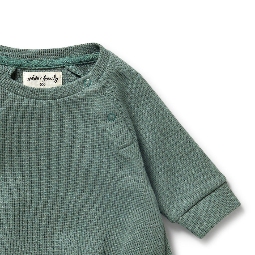 Wilson & Frenchy - Pine Green Organic Waffle Bodysuit
