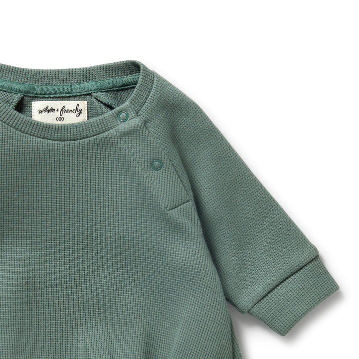 Wilson & Frenchy - Pine Green Organic Waffle Bodysuit