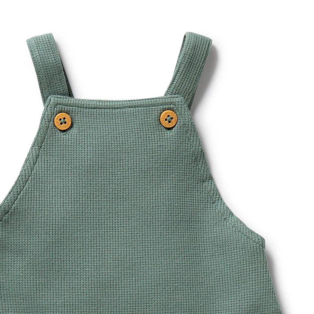 Pine Green Organic Waffle Overall