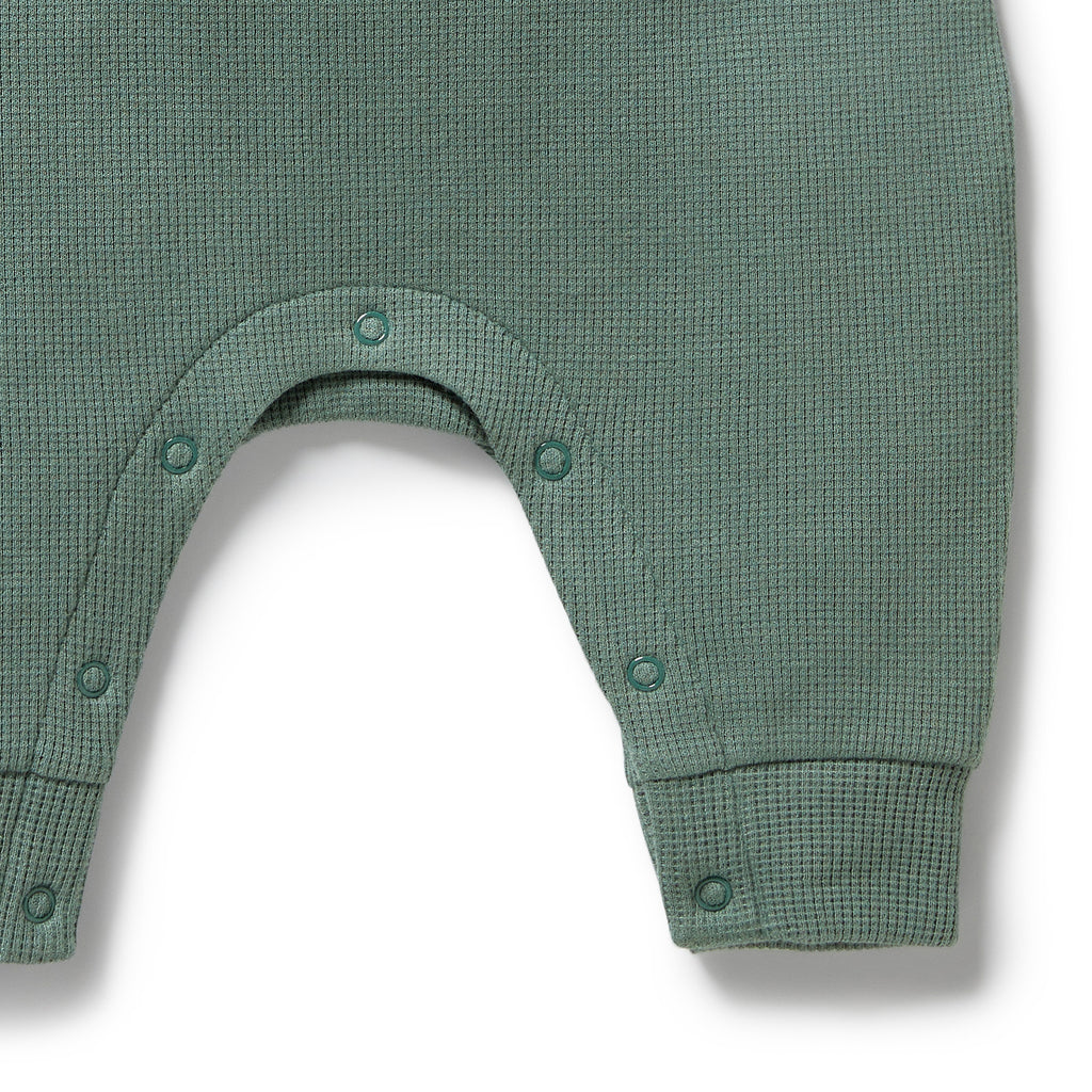 Pine Green Organic Waffle Overall