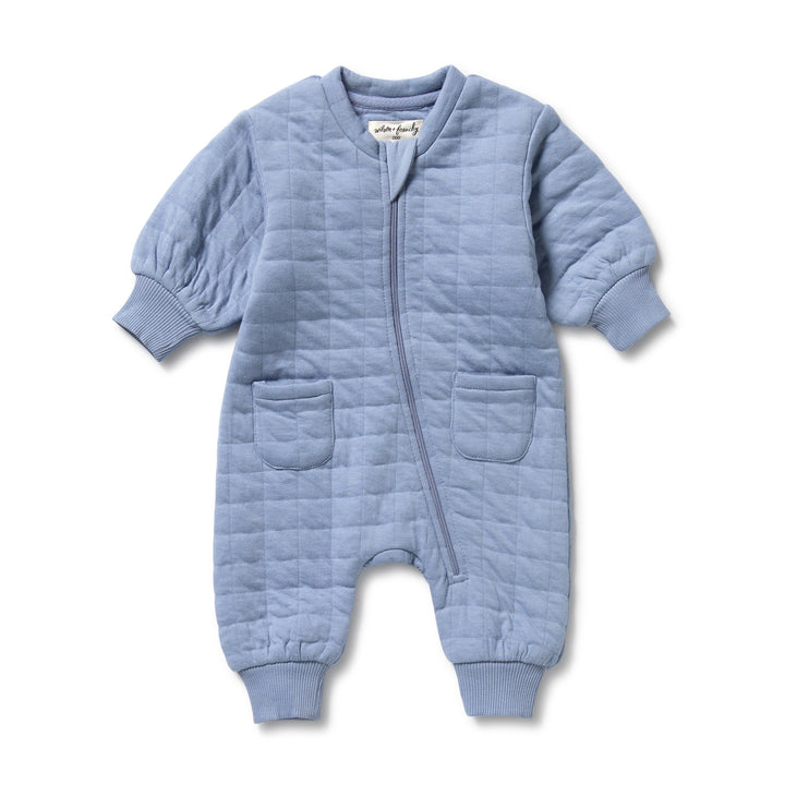 Wilson & Frenchy - Sky Blue Organic Quilted Growsuit