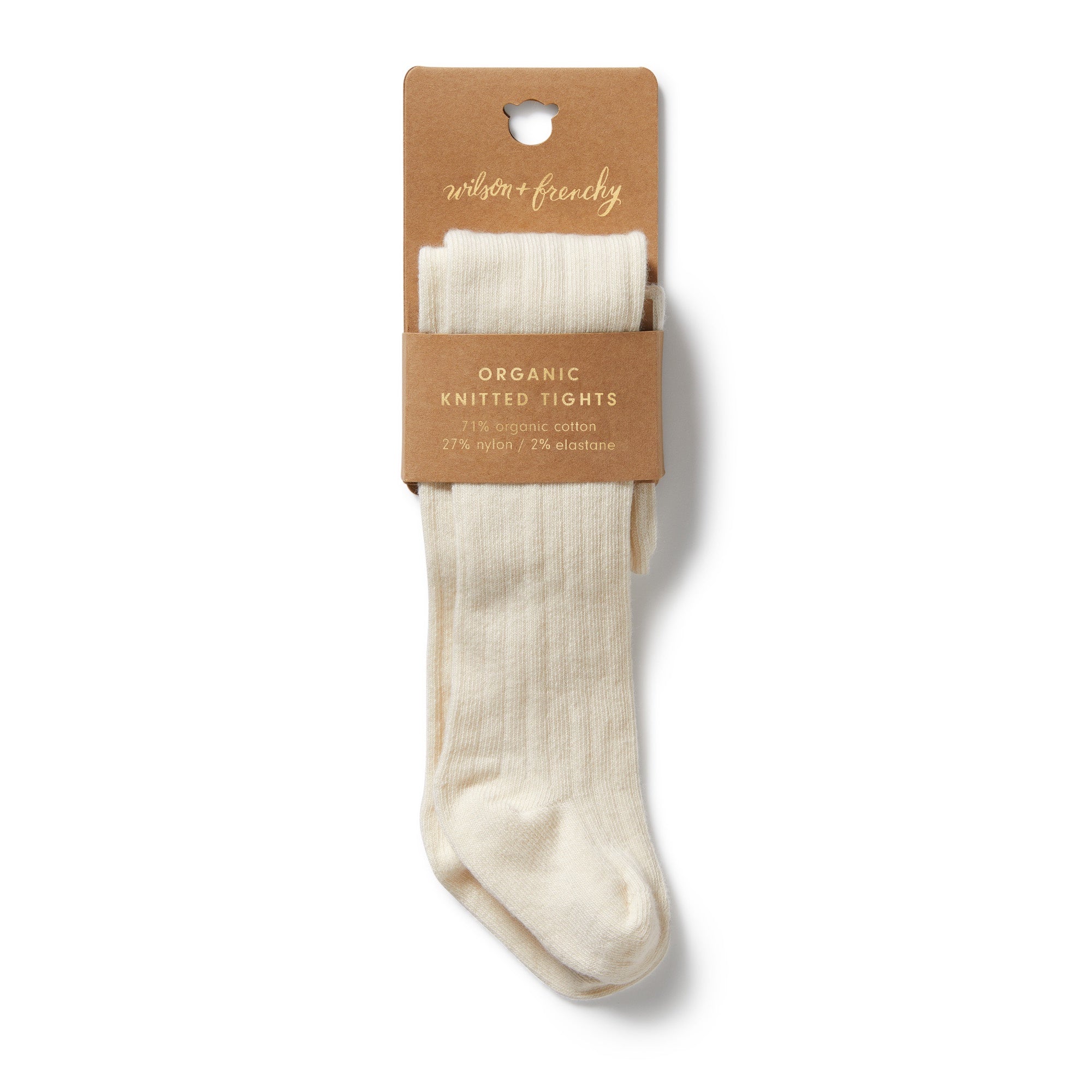 Organic Ribbed Tights - Buttermilk