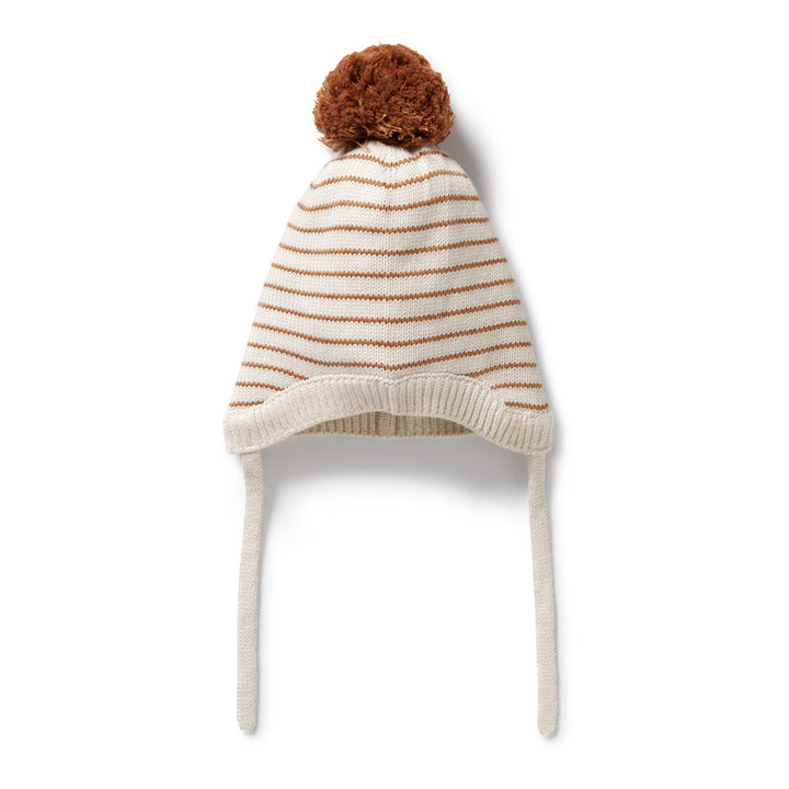 Wilson & Frenchy - Cinnamon Stripe Organic Knitted Stripe Bonnet