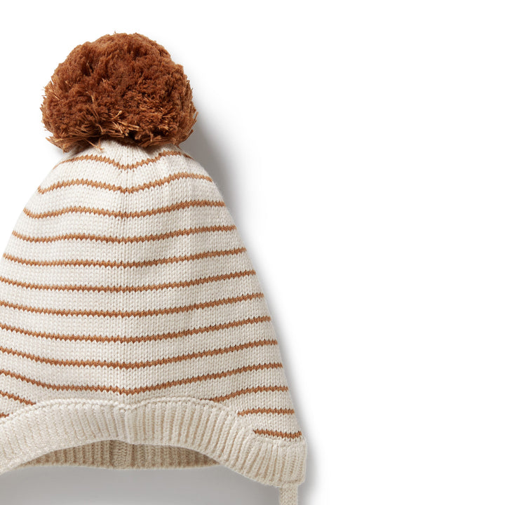 Wilson & Frenchy - Cinnamon Stripe Organic Knitted Stripe Bonnet