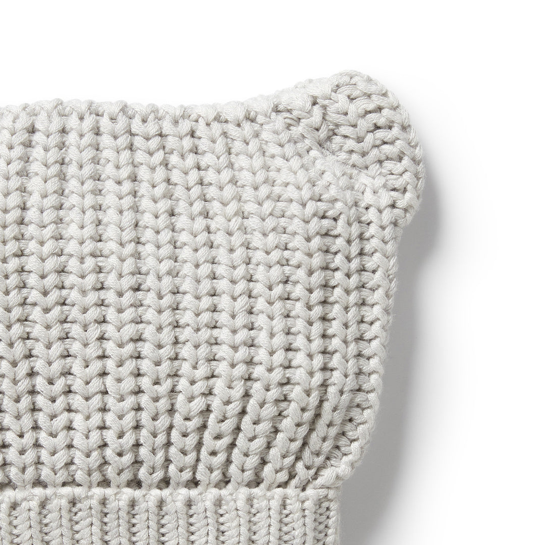 Wilson & Frenchy - Grey Melange Organic Knitted Bear Hat