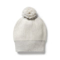 Grey Melange and Oatmeal Organic Knitted Ribbed Hat
