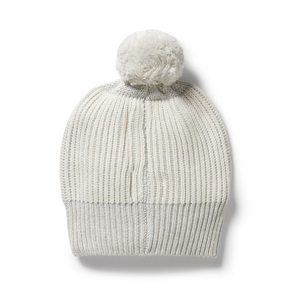 Wilson & Frenchy - Grey Melange and Oatmeal Organic Knitted Ribbed Hat