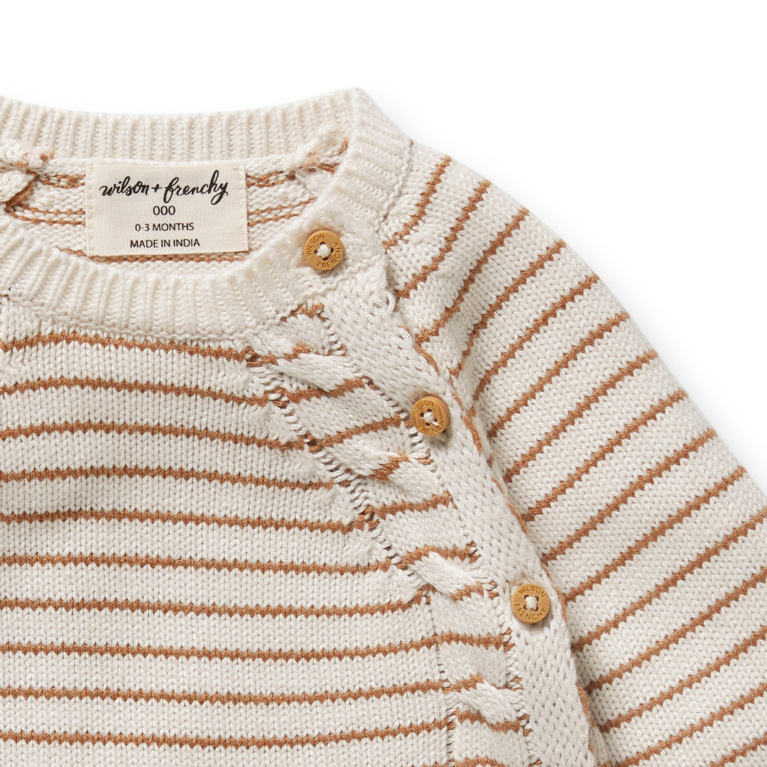 Wilson & Frenchy - Cinnamon Stripe Organic Knitted Kimono Cardigan
