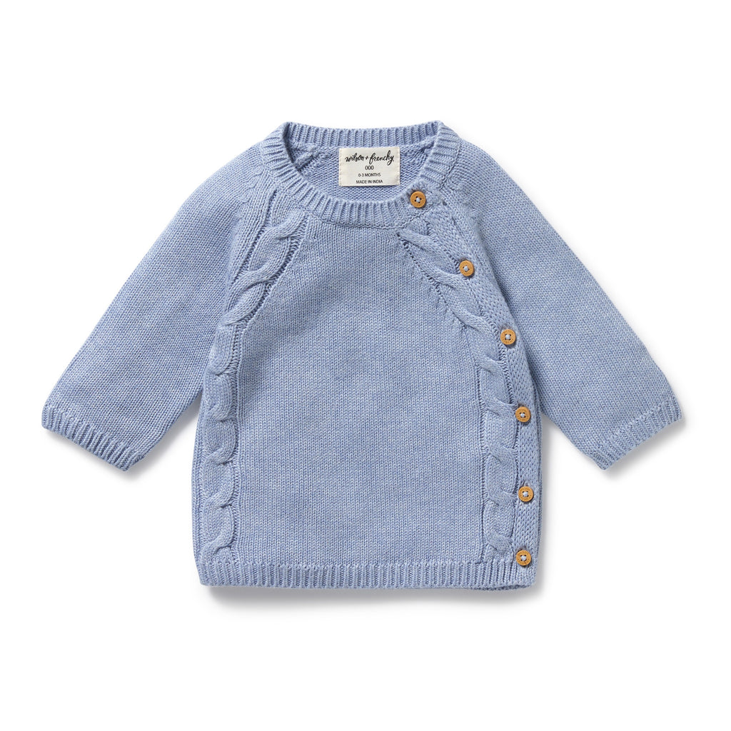 Wilson & Frenchy - Blue Speckle Organic Knitted Kimono Cardigan