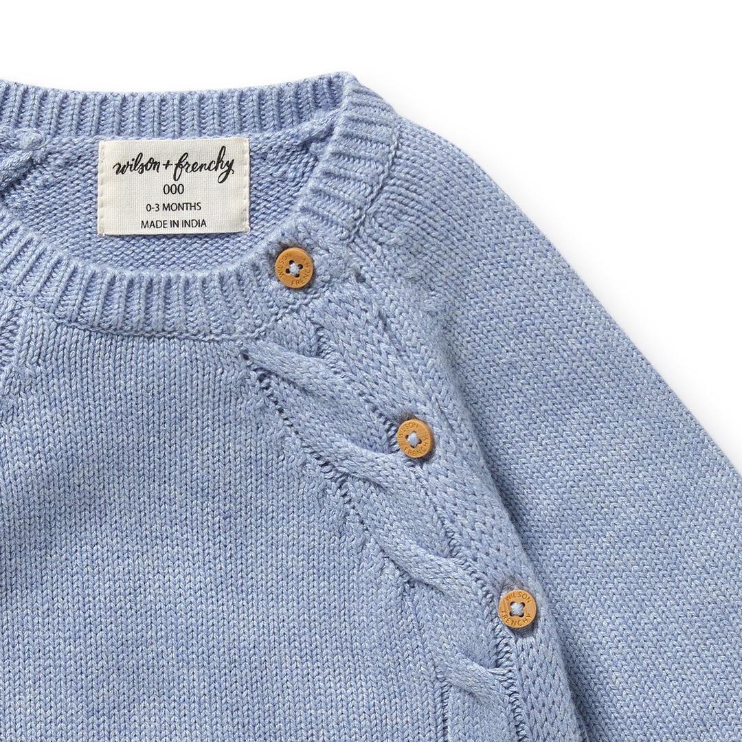 Wilson & Frenchy - Blue Speckle Organic Knitted Kimono Cardigan
