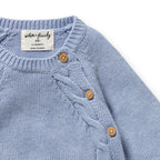 Wilson & Frenchy - Blue Speckle Organic Knitted Kimono Cardigan
